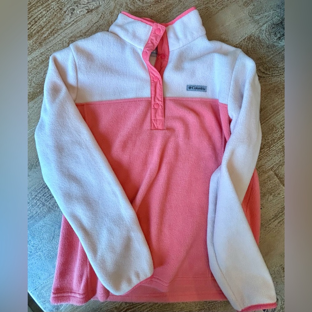 Women’s Columbia Coral and Light Pink Fleece Half Snap Pullover